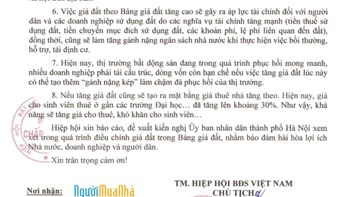 ✋⚡️Hiệp hội Bất động sản Việt Nam vừa có công văn gửi UBND TP Hà Nội v/v kiến nghị sửa đổi liên quan xác định giá đất.  - 1