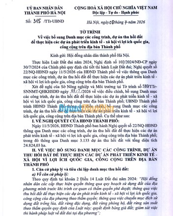 Danh sách 873 dự án thu hồi đất bổ sung của TP Hà Nội mới được thông qua. - 1