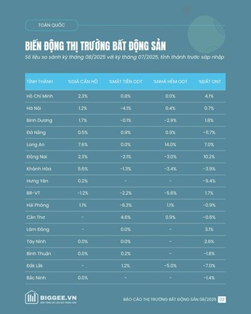 Thị trường bất động sản tháng 08/2025: Căn hộ dẫn dắt, đất nền vùng ven bật tăng mạnh  - 1