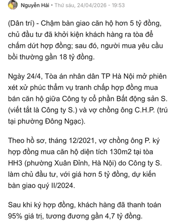 Chuyện thật như đùa: Chậm bàn giao nhà chủ đầu tư còn khởi kiện khách hàng các bác ạ! - 1