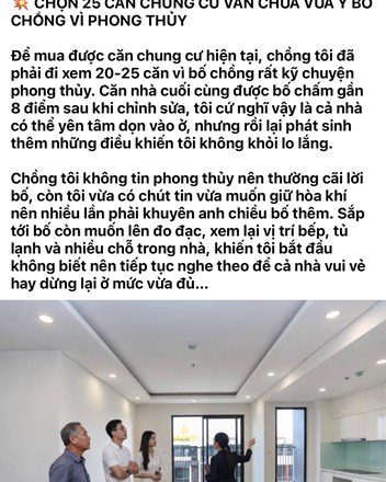 Chuyện đi mua nhà vốn đã là một hành trình gian nan, nhưng mua chung cư mà gặp người bố chồng là "chuyên gia phong thủy hệ chiến" thì đúng là khó nhằn - 1