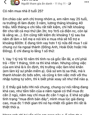 25 tuổi tiết kiệm 1 tỷ đồng: Vay thêm mua nhà hay vẫn đi thuê? - 1