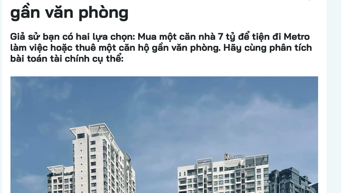 Một vài ý kiến về bài "So sánh: Mua nhà 7 tỷ vs Thuê căn hộ gần văn phòng" trên Diễn đàn  - 1