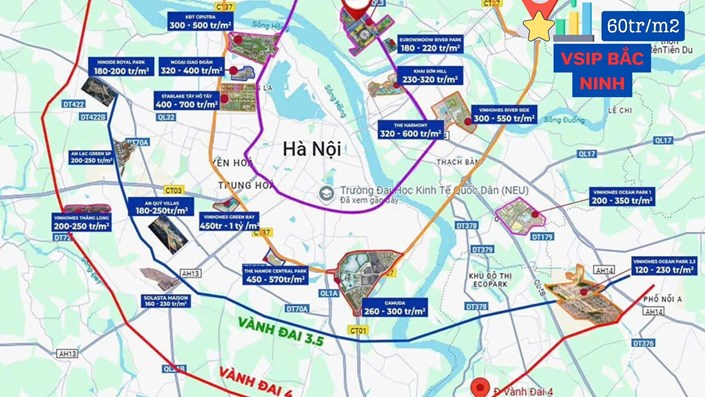 So sánh,đánh giá tiềm năng bất động sản khu Tây với Bắc và Đông Bắc Hà Nội.   - 1