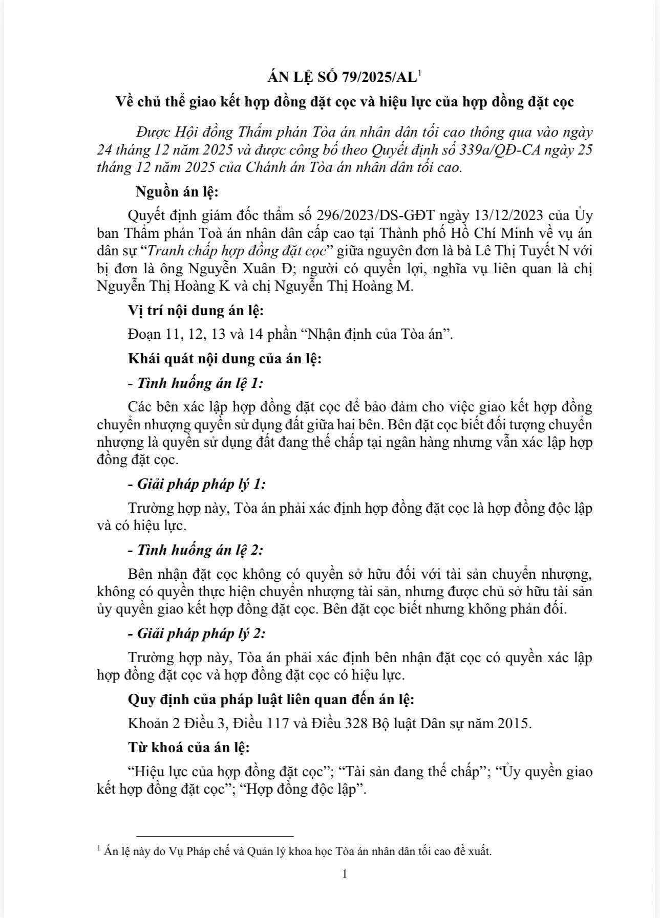 “Đặt cọc đất đang thế chấp vẫn mất trắng 1 tỷ – Án lệ 79/2025 bóc trần hiểu lầm chết người của người mua!” - 1