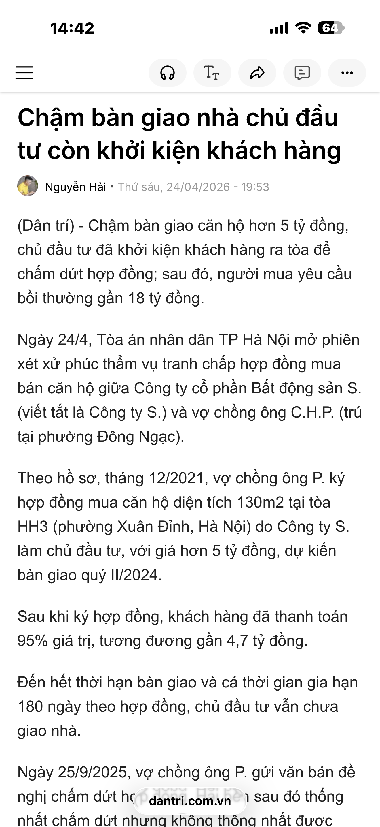 Chuyện thật như đùa: Chậm bàn giao nhà chủ đầu tư còn khởi kiện khách hàng các bác ạ! - 1