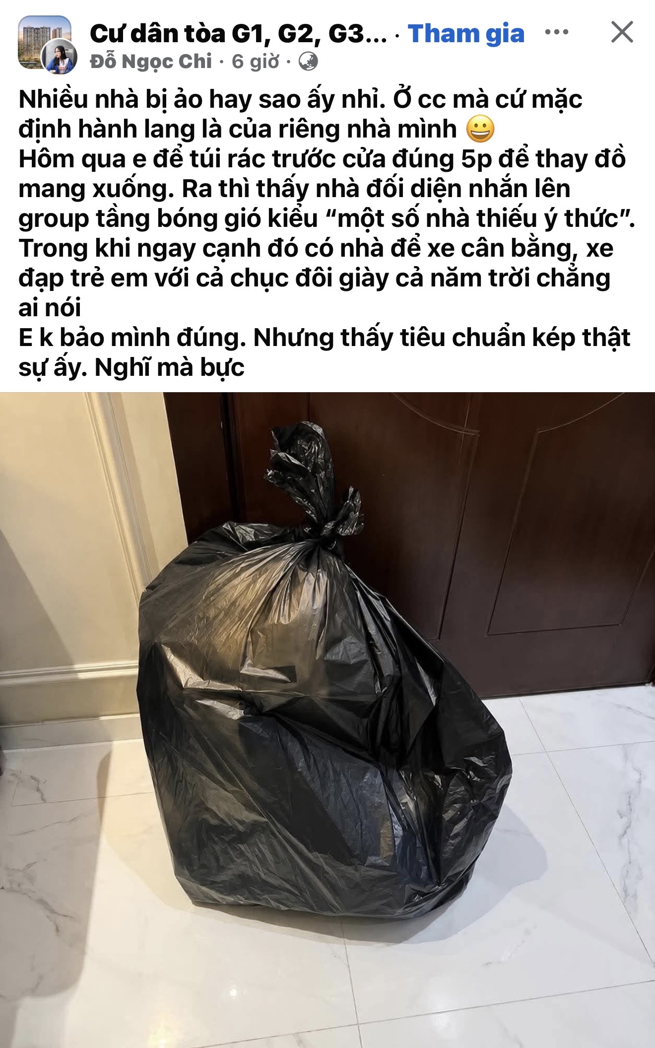 Lại là văn hóa hành lang chung cư: Ranh giới mong mỏng giữa "tiện tay" và "tiêu chuẩn kép"! - 1