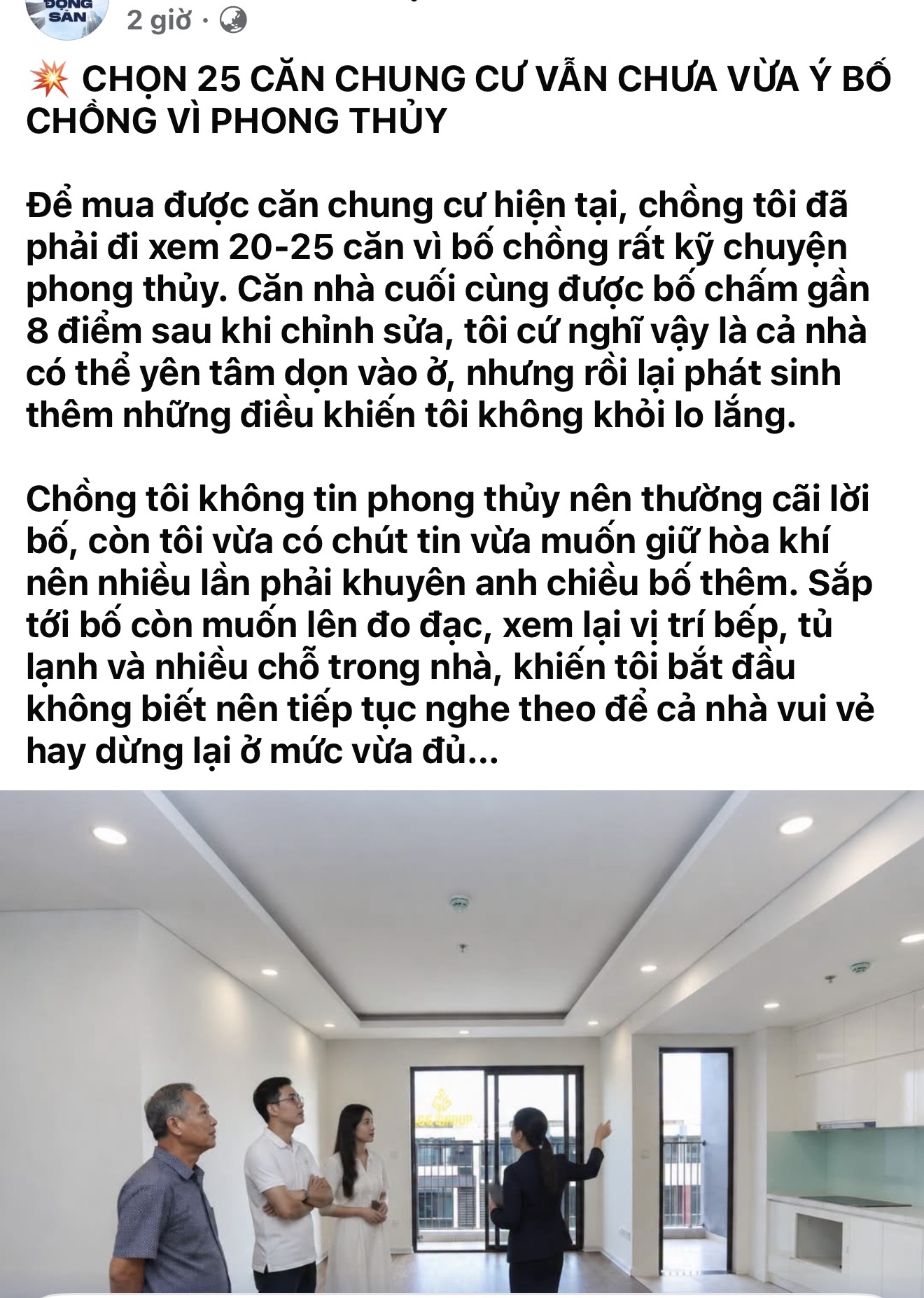 Chuyện đi mua nhà vốn đã là một hành trình gian nan, nhưng mua chung cư mà gặp người bố chồng là "chuyên gia phong thủy hệ chiến" thì đúng là khó nhằn - 1