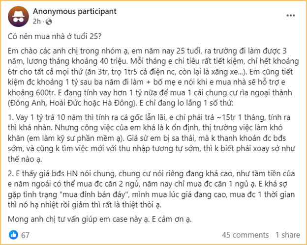 Đi làm 3 năm đã tiết kiệm được 1 tỷ, có nên mua nhà không nhỉ - 1