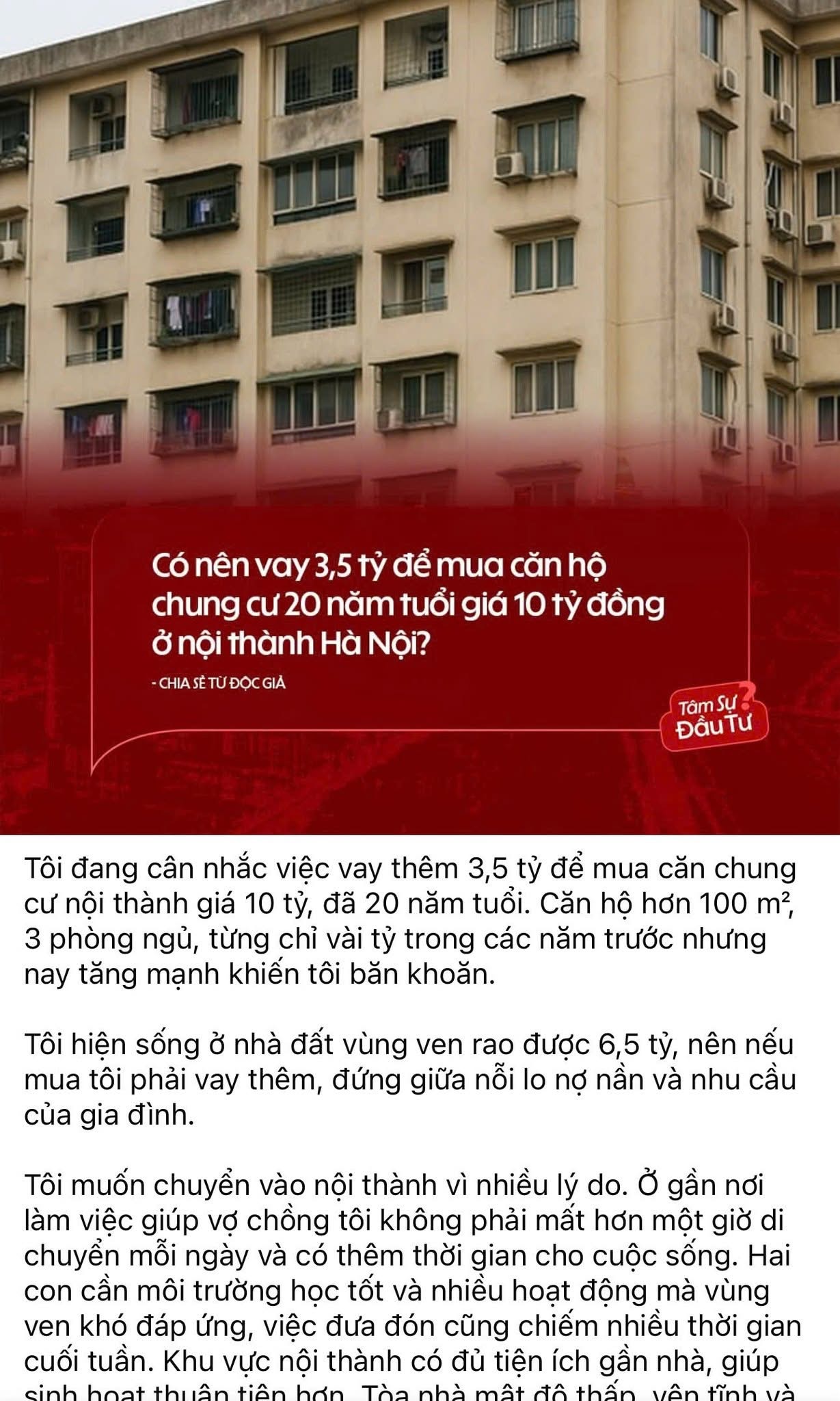 Có nên mua căn hộ 20 năm tuổi giá 10 tỷ? Lại bài toàn ngàn năm vẫn vậy: Mua để ở hay mua để đầu tư? - 1