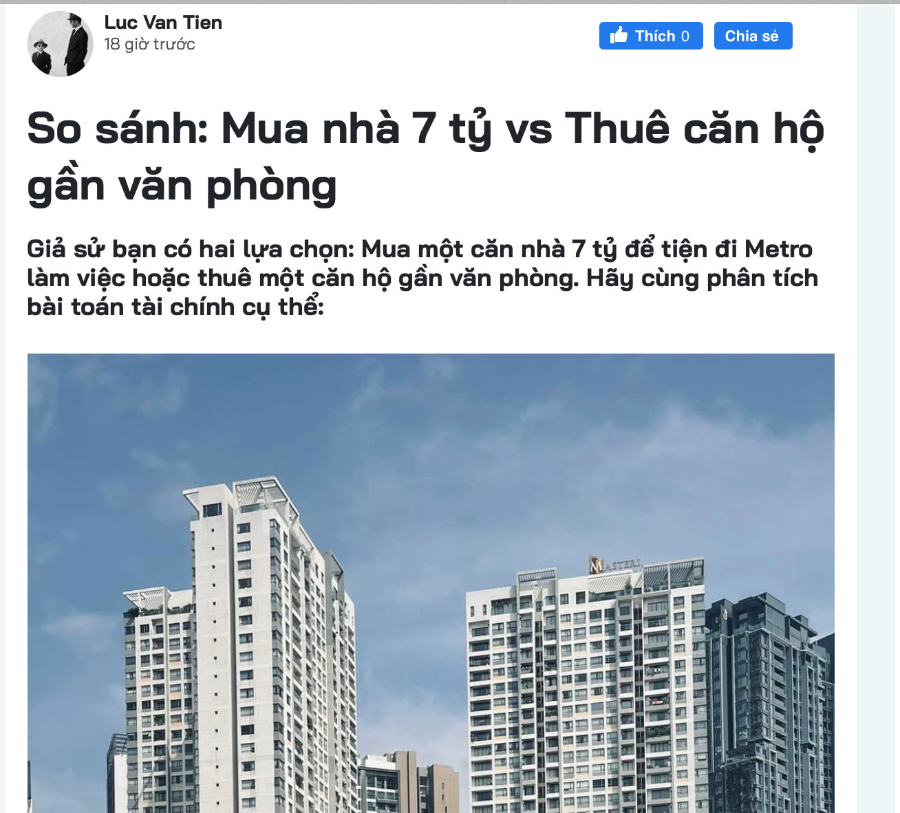 Một vài ý kiến về bài "So sánh: Mua nhà 7 tỷ vs Thuê căn hộ gần văn phòng" trên Diễn đàn  - 1