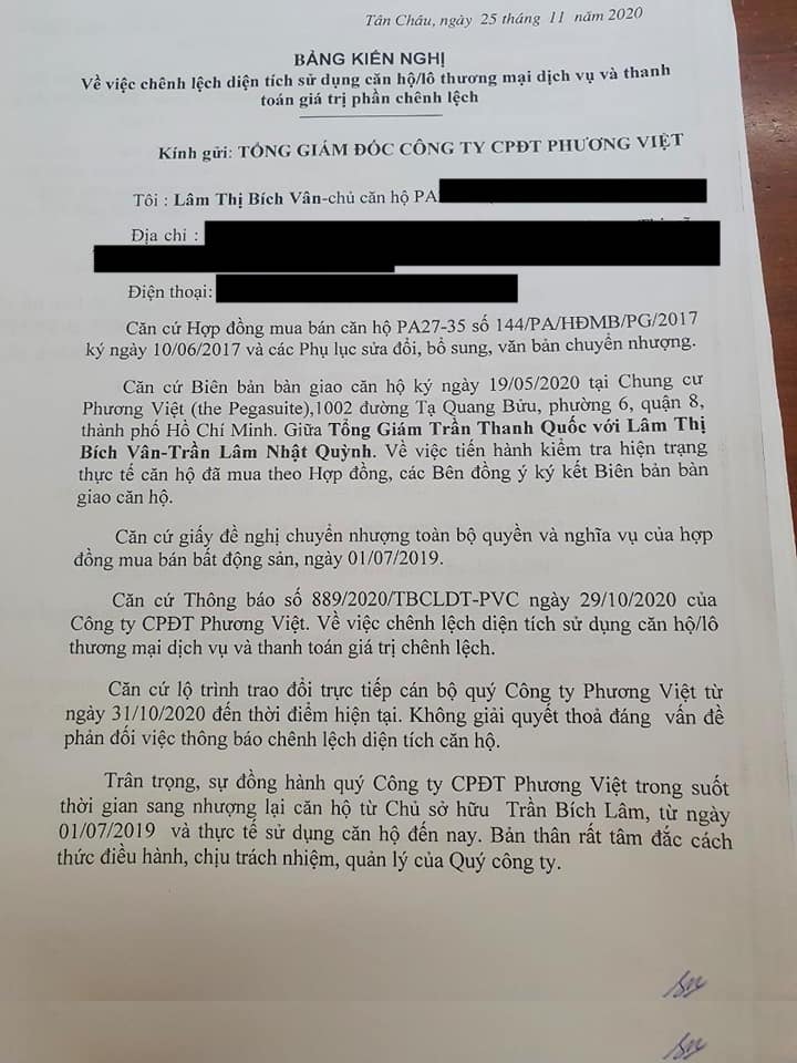 Cư dân dự án Pegasuite “tố” chủ đầu tư Phương Việt thu chênh lệch diện tích vô căn cứ - Ảnh 4