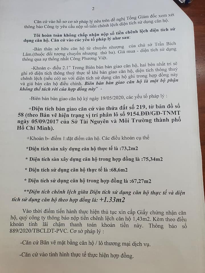 Cư dân dự án Pegasuite “tố” chủ đầu tư Phương Việt thu chênh lệch diện tích vô căn cứ - Ảnh 5
