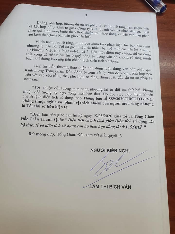 Cư dân dự án Pegasuite “tố” chủ đầu tư Phương Việt thu chênh lệch diện tích vô căn cứ - Ảnh 6