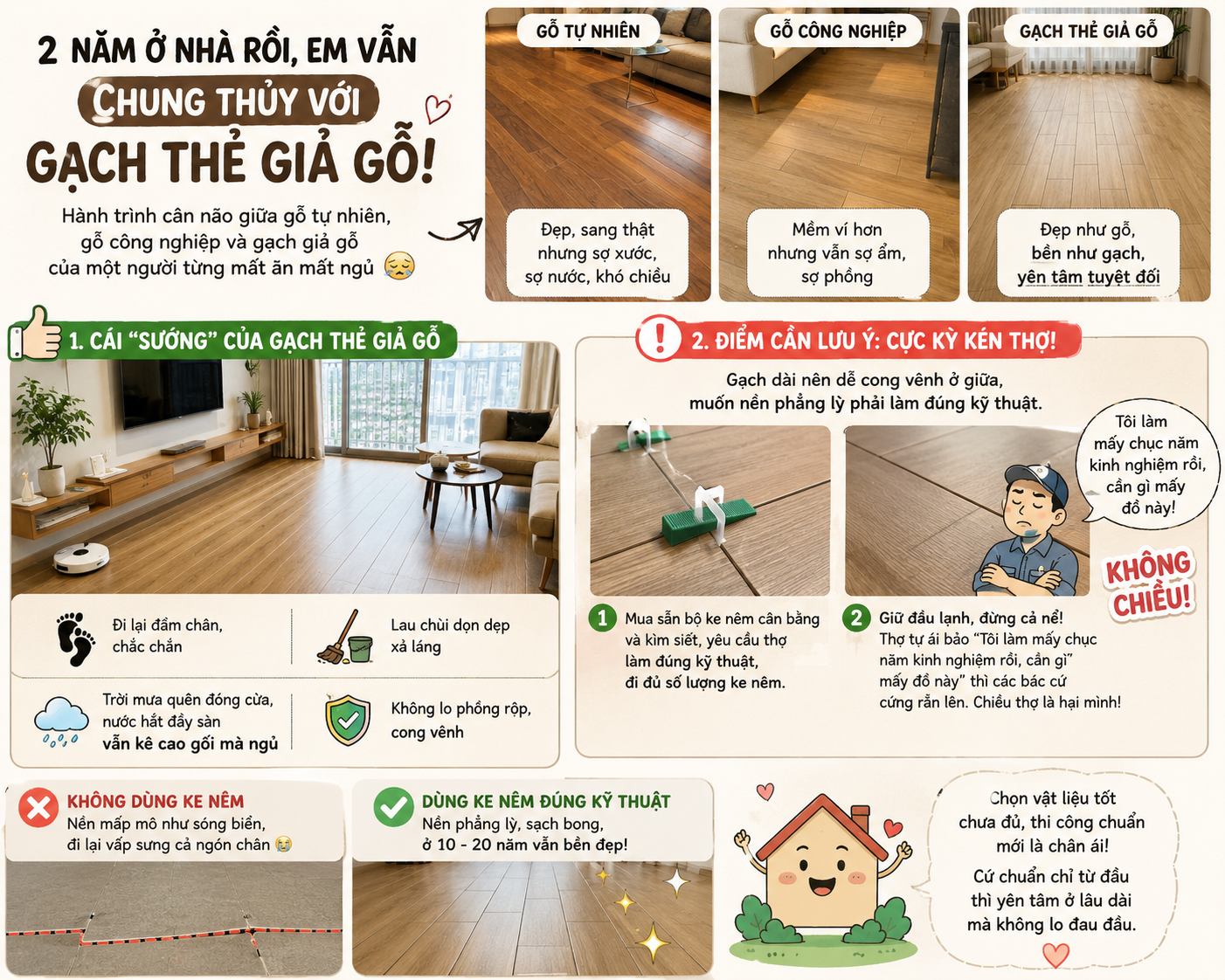 GẠCH THẺ GIẢ GỖ – QUYẾT ĐỊNH KHIẾN EM NGỦ NGON SUỐT 2 NĂM XÂY NHÀ 😌  - 1