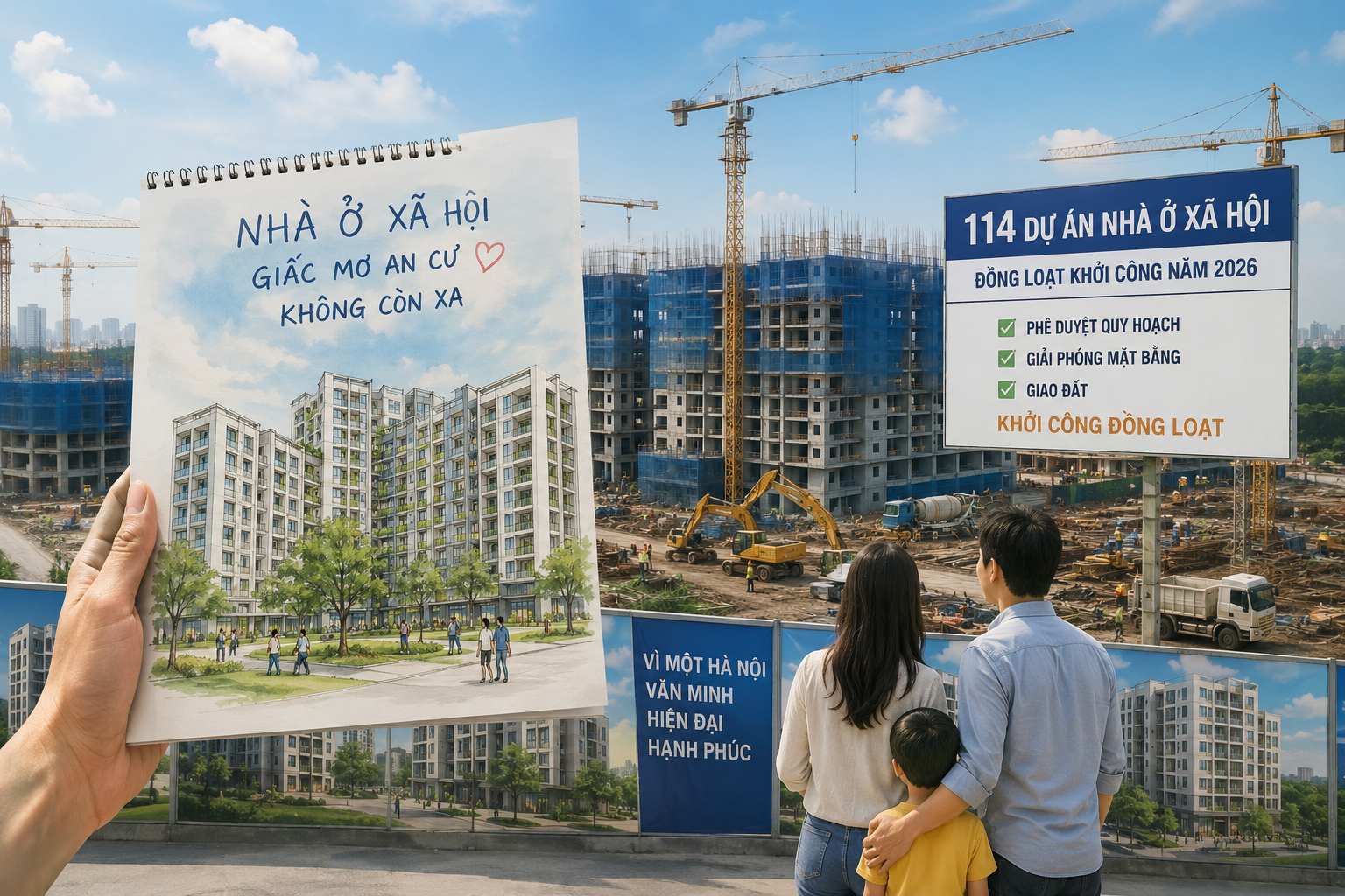 Quyết tâm khởi công đồng loạt 114 dự án nhà ở xã hội trong năm 2026: Liệu người mua nhà Hà Nội có dễ "ăn" quả ngọt này?  - 1