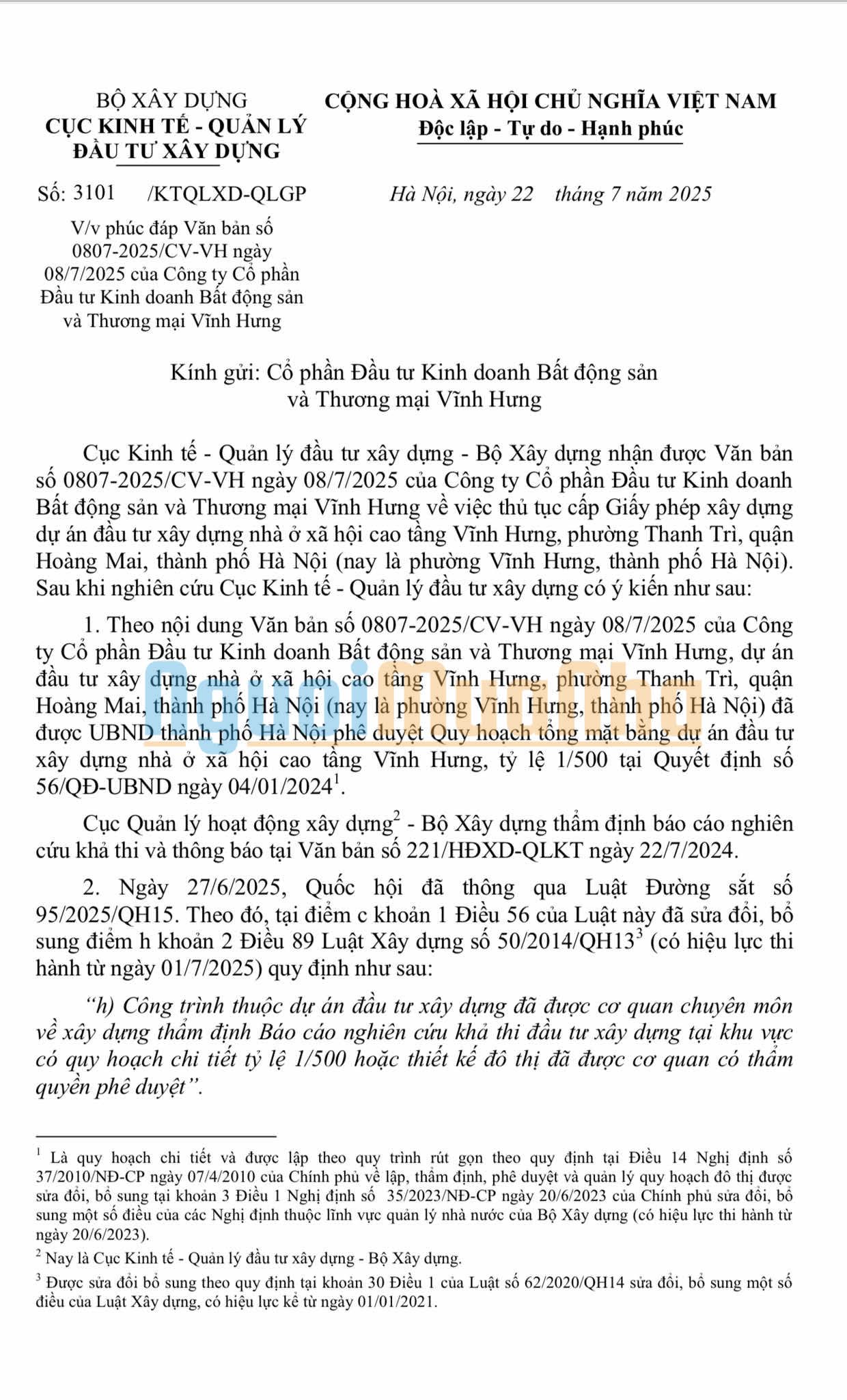 🔍 Dự án nhà ở xã hội Vĩnh Hưng chính thức được hướng dẫn miễn giấy phép xây dựng, chuẩn bị làm thủ tục khởi công  - 1