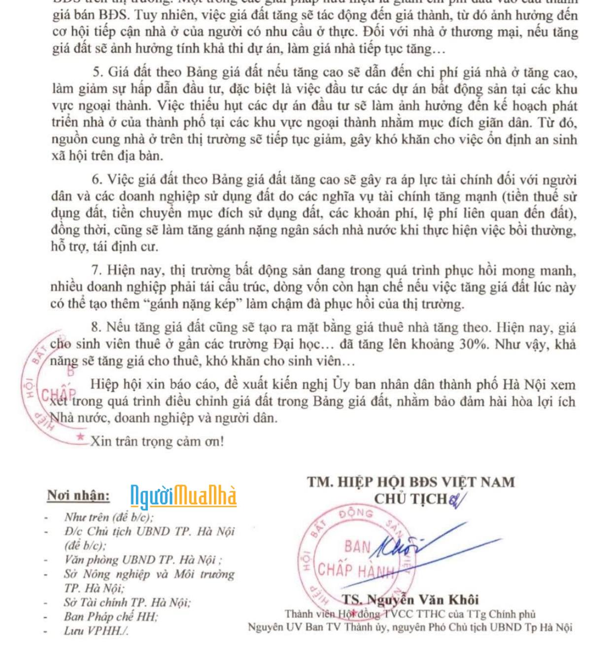 ✋⚡️Hiệp hội Bất động sản Việt Nam vừa có công văn gửi UBND TP Hà Nội v/v kiến nghị sửa đổi liên quan xác định giá đất.  - 1