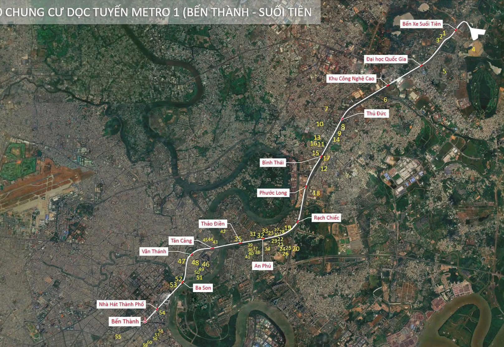 DANH SÁCH 60 CHUNG CƯ DỌC TUYẾN METRO 1 (BẾN THÀNH - SUỐI TIÊN)  - 1