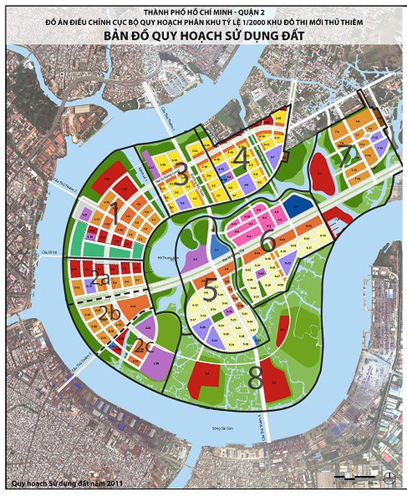 Bản đồ quy hoạch sử dụng đất phân khu 1/2.000 khu đô thị mới Thủ Thiêm - Ảnh: BQL KĐTMTT