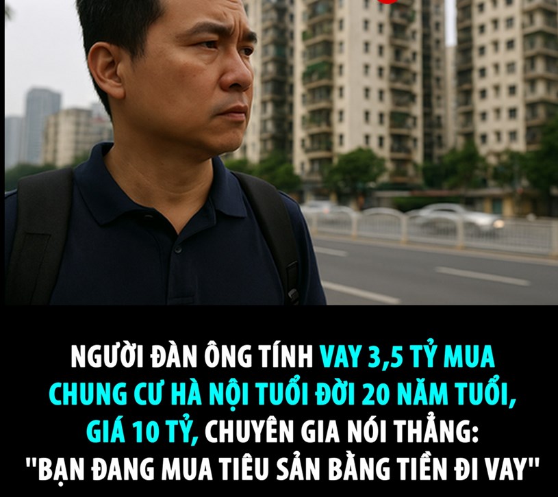 NGƯỜI ĐÀN ÔNG TÍNH VAY 3,5 TỶ MUA CHUNG CƯ HÀ NỘI TUỔI ĐỜI 20 NĂM TUỔI, GIÁ 10 TỶ, CHUYÊN GIA NÓI THẲNG: ''BẠN ĐANG MUA TIÊU SẢN BẰNG TIỀN ĐI VAY''  - Ảnh 1