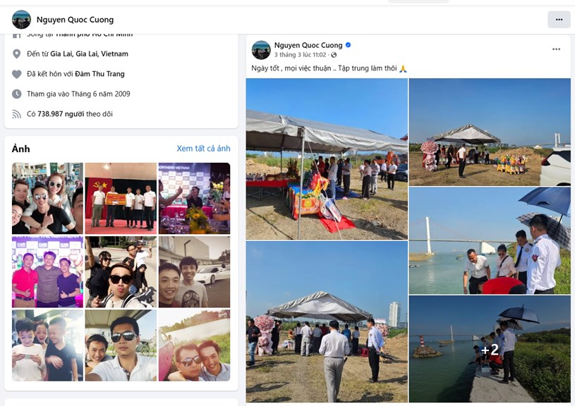 H&igrave;nh ảnh chụp m&agrave;n h&igrave;nh trang Facebook c&aacute; nh&acirc;n của&nbsp;EO của Quốc Cường Gia Lai.&nbsp;
