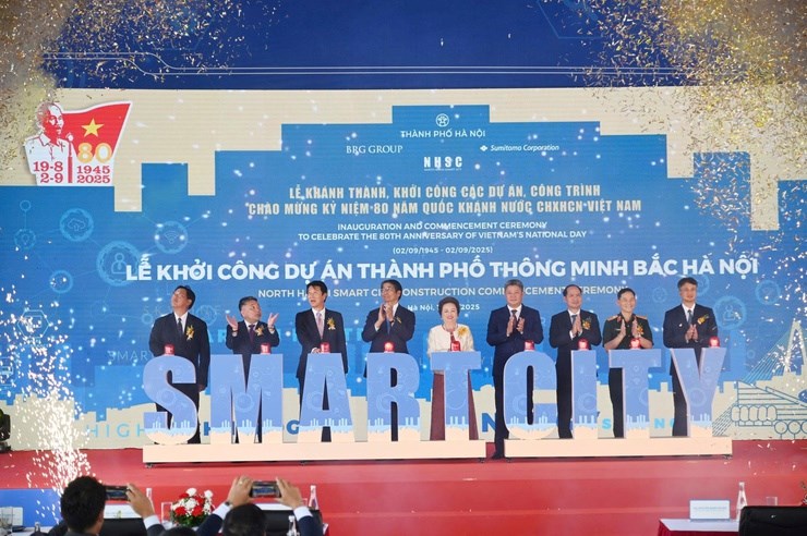 Lễ khởi c&ocirc;ng dự &aacute;n Th&agrave;nh phố th&ocirc;ng minh Bắc H&agrave; Nội (ảnh: UBND TP H&agrave; Nội).&nbsp;