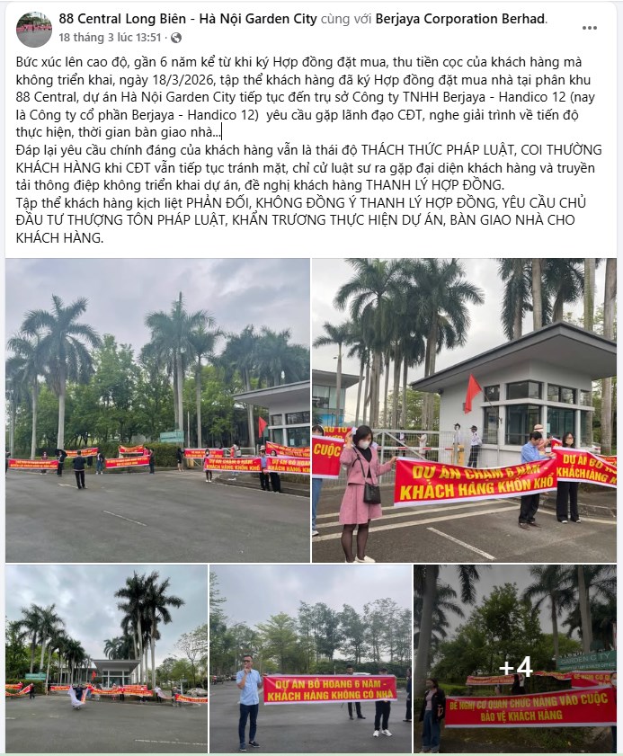 Cập nhật từ Facebook&nbsp;kh&aacute;ch h&agrave;ng của Ph&acirc;n khu 88 Central, dự &aacute;n H&agrave; Nội Garden City
