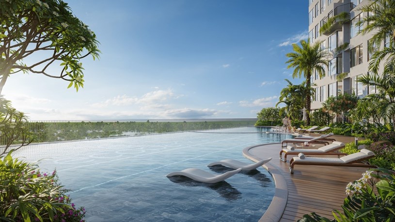 Bể bơi v&ocirc; cực điện ph&acirc;n muối tại Forest Onsen - Ảnh: E.C.P