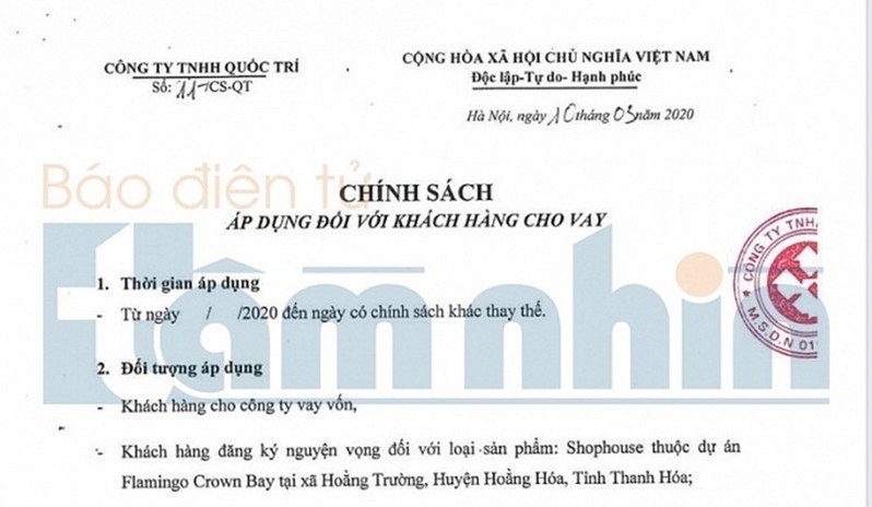 Chính sách bán hàng dành cho 2 sản phẩm Shophouse và Mini Hotel. Ảnh: Tầm Nhìn.