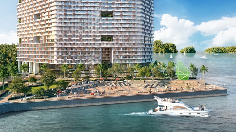 Kh&ocirc;ng gian sống gần gũi với thi&ecirc;n nhi&ecirc;n ngay dưới ch&acirc;n th&aacute;p Thanh Long. Ảnh: Sun Group.