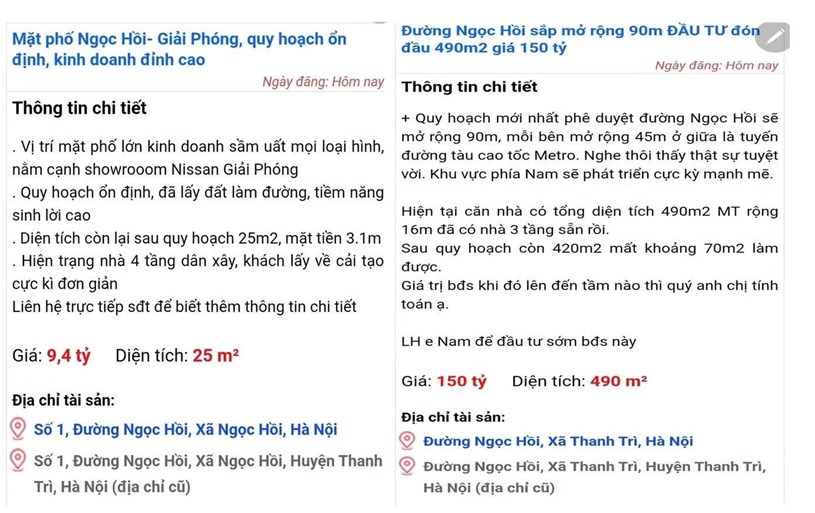 Tin rao b&aacute;n nh&agrave; đất xuất hiện d&agrave;y đặc ăn theo th&ocirc;ng tin quy hoạch mở đường Quốc lộ 1A, gi&aacute; ch&agrave;o b&aacute;n bị đẩy l&ecirc;n cao...Ảnh: Tiền Phong