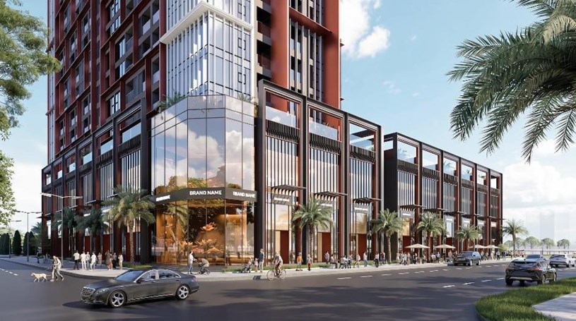 Hệ thống shophouse khối đế sầm uất đ&aacute;p ứng trọn vẹn nhu cầu mua sắm v&agrave; dịch vụ của cư d&acirc;n căn hộ Symphony 5. Ảnh: Sun Property.