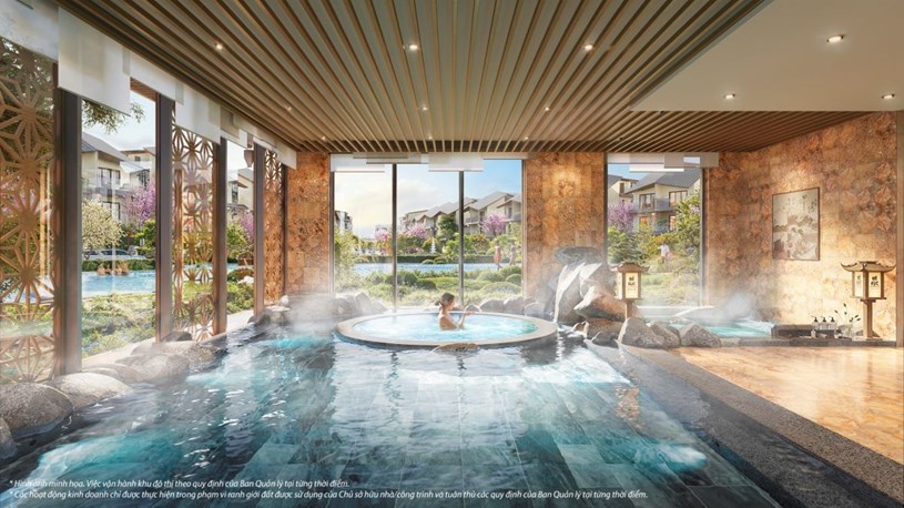Tại Ikigai Wellness Center, cư d&acirc;n được trải nghiệm tắm kho&aacute;ng n&oacute;ng osen chuẩn Nhật mỗi ng&agrave;y.