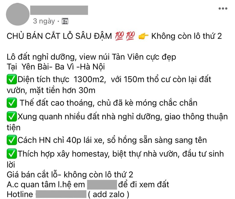 Nhiều th&ocirc;ng tin rao b&aacute;n được đăng tải tại c&aacute;c hội nh&oacute;m, trang tin về bất động sản (ảnh chụp m&agrave;n h&igrave;nh).