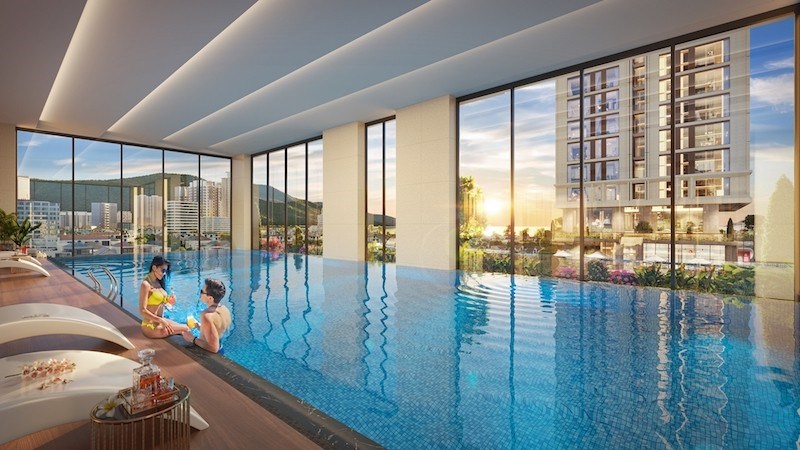 Bể bơi bốn m&ugrave;a thuộc tổ hợp - Ảnh phối cảnh minh họa Sun Property.