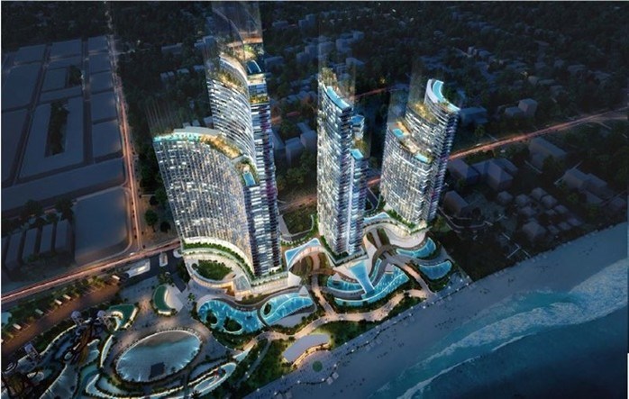 Dự án gồm 3 tòa tháp, có tổng số 3.300 căn hộ khách sạn.