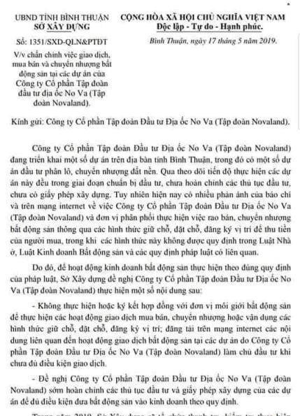 Văn bản của&nbsp;Sở X&acirc;y dựng tỉnh B&igrave;nh Thuận.