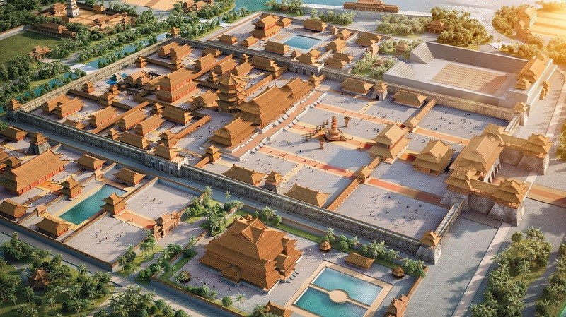 Quần thể Sun Mega City phỏng dựng chi tiết Ho&agrave;ng th&agrave;nh Thăng Long. (Ảnh: Sun Property) &nbsp;