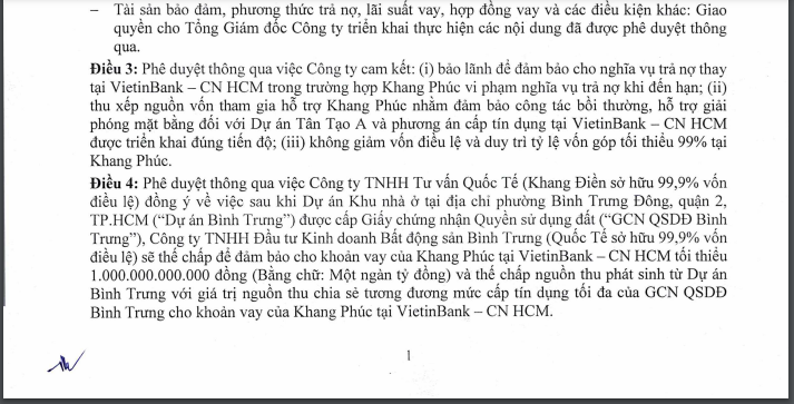 Nghị quyết HĐQT Nh&agrave; Khang Điền