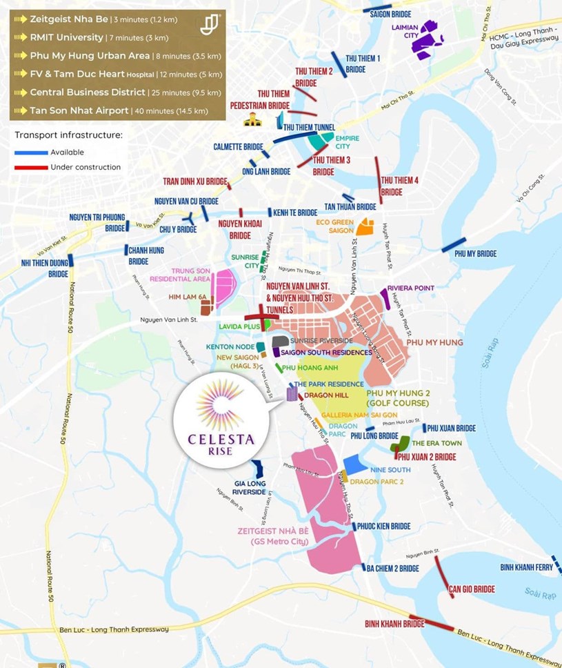 Vị tr&iacute; Dự &aacute;n Celesta Rise Keppel Land Nguyễn Hữu Thọ Nh&agrave; B&egrave;