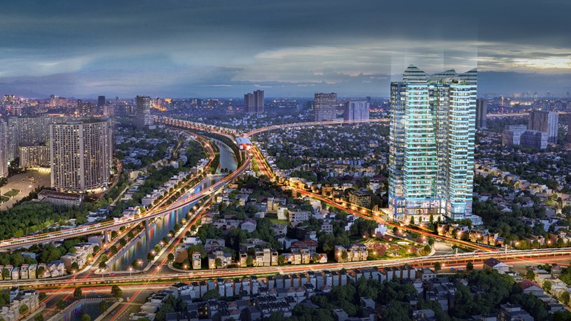 Phối cảnh tổng thể dự &aacute;n The Ninety Complex với vị tr&iacute; thuận tiện kết nối.