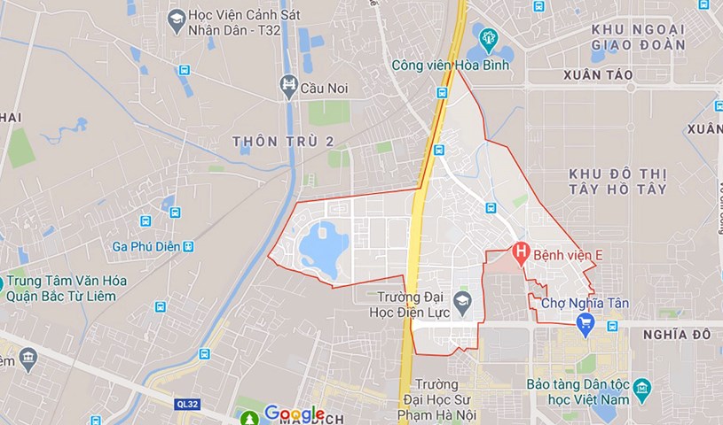 Phường Cổ Nhuế 1, quận Bắc Từ Li&ecirc;m c&oacute; địa giới h&agrave;nh ch&iacute;nh nằm hai b&ecirc;n đường Phạm Văn Đồng. (Nguồn ảnh: Google).