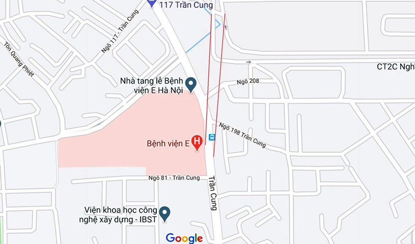 Sơ đồ tuyến đường nối Khu đ&ocirc; thị T&acirc;y Hồ T&acirc;y với Trần Cung. (Nguồn ảnh: Google).