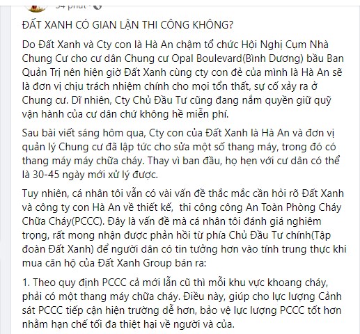 Người mua dự &#225;n Chung cư Opal Boulevard bức x&#250;c đặt c&#226;u hỏi liệu Đất Xanh c&#243; gian lận thi c&#244;ng? - Ảnh 4