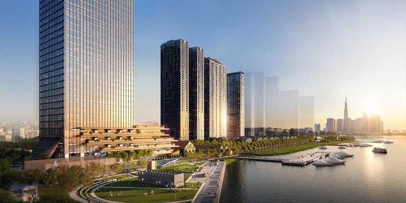 Liền kề tòa tháp Saigon Marina IFC - biểu tượng của trung tâm tài chính quốc tế TP.HCM, dự án còn kết nối trực tiếp với ga metro Ba Son và bến du thuyền ngay trong nội khu.