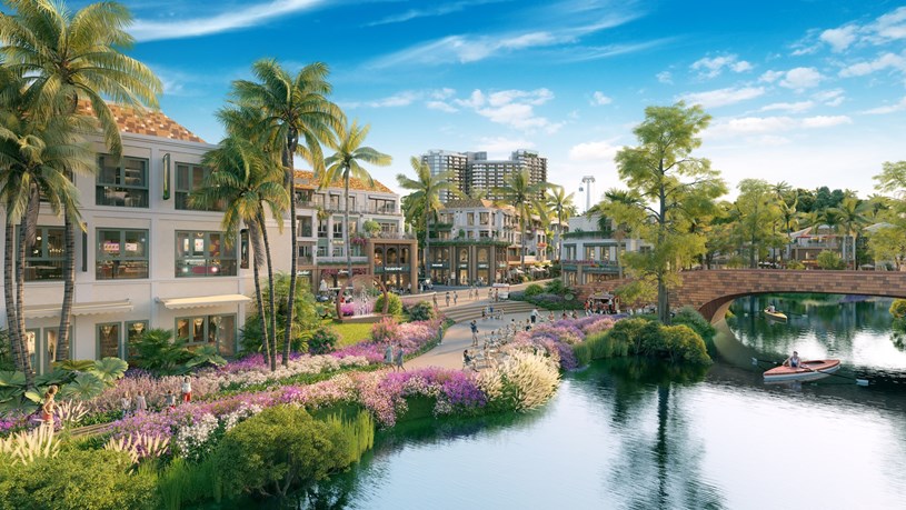Nh&agrave; phố Phường Gốm kế cận d&ograve;ng s&ocirc;ng Huyền Vũ (Ảnh: Sun Property).