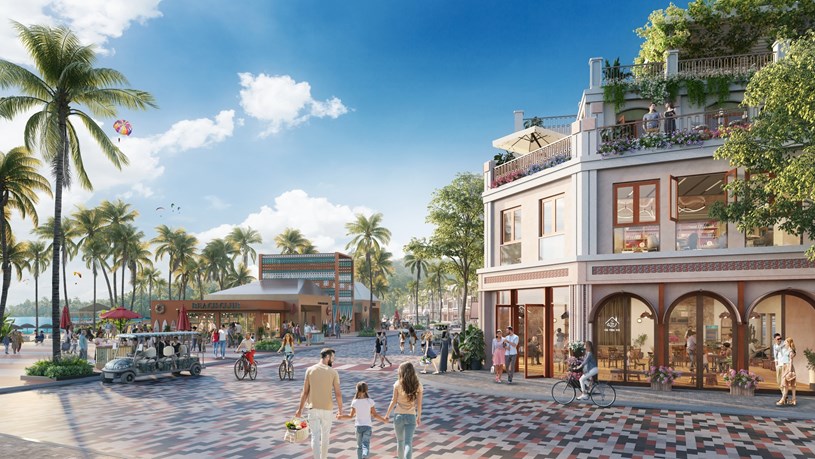 Hỷ Phường với vị tr&iacute; đắt gi&aacute; kế cận chuỗi tiện &iacute;ch b&atilde;i biển C&aacute;t B&agrave; (Ảnh: Sun Property).