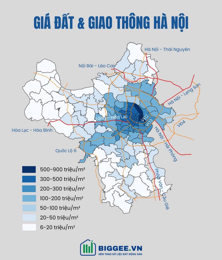 Heatmap gi&#225; đất, d&#226;n số v&#224; hạ tầng giao th&#244;ng ch&#237;nh tại H&#224; Nội  - Ảnh 2