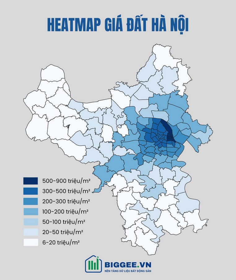 Heatmap gi&#225; đất, d&#226;n số v&#224; hạ tầng giao th&#244;ng ch&#237;nh tại H&#224; Nội  - Ảnh 1